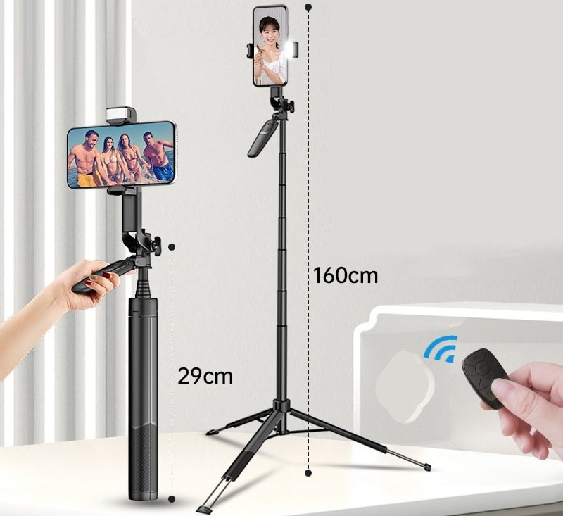 Selfie Stick A66 1.6m With Tripod For Phone And Cameras Live For Vlog 005 - Мобилна Фотография