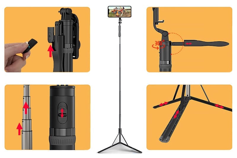 L05 149 Cm Selfie Stick With Tripod For Phone And Sports Cameras04 - Мобилна Фотография