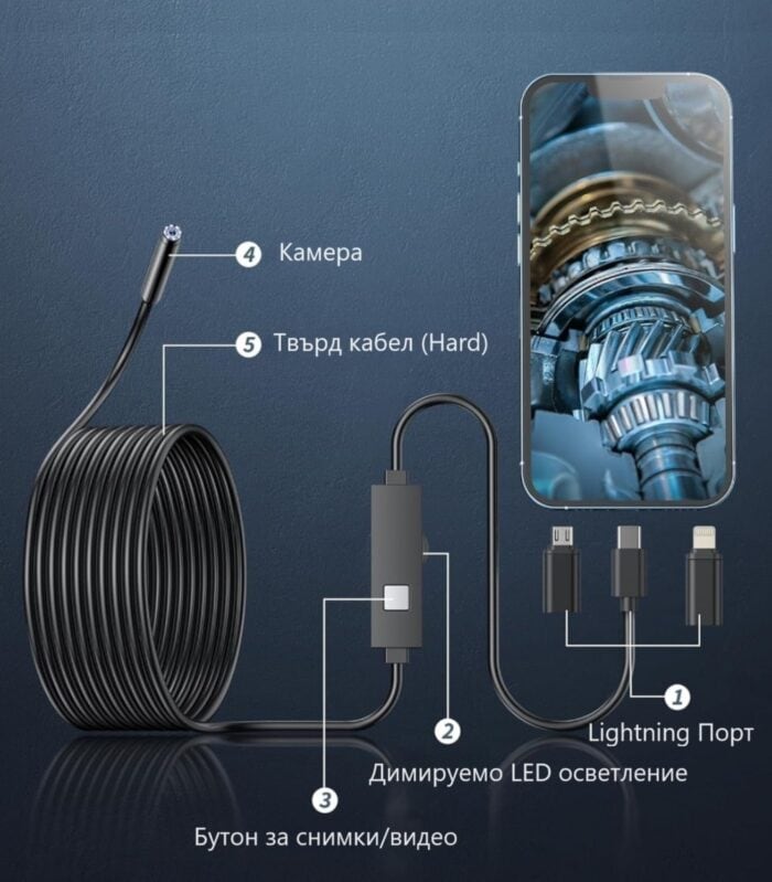 Anesok W400 B Usb Endoscope Borescope 7.9mm 1440p Hd Ip67 Waterproof Industrial Ios Android Hard E24 - Ендоскоп камери