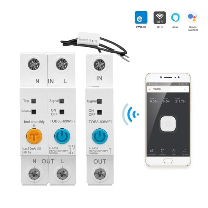 Ewelink 1p 2p 63a Rail Din Wifi Smart Energy Consumption Kwh Circuit Breaker 090 - EWELINK SMART HOME