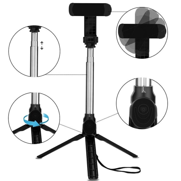 Selfie stick 3 in 1 HSU Mini XT 10 Tripod Bluetooth remote 18