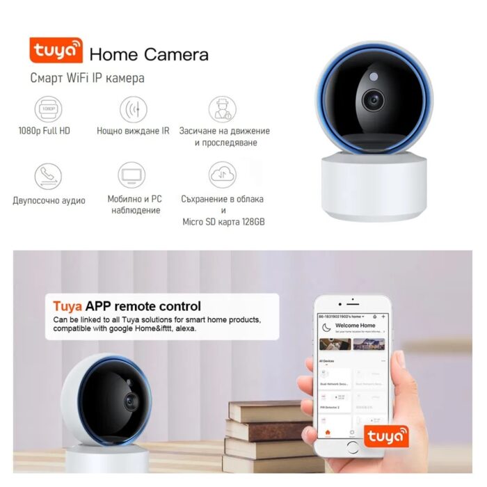 Tuya Smart Wifi 1080p Hd Ip Camera Auto Tracking Baby Monitor 355 Degree Night Vision 2 Way Audio 10 - TUYA SMART HOME