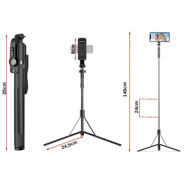 l05 149 cm selfie stick with tripod for phone and sports cameras13