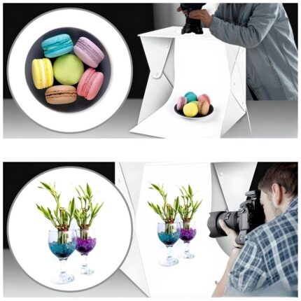 Portable Photo Box Studio 40 Cm For Product Photography With Led Lighting Dimmable 5pvc Backgrounds 16 1 - Продуктова фотография