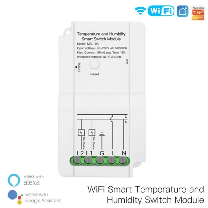 Tuya Temperatura And Humidity Smart Dual Switch Module 04 - SMART HOME