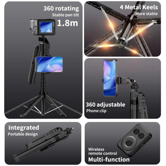 Selfiestick Bg Hsu C12 Selfiestick Ai Tracking 001 - Триподи & Стативи