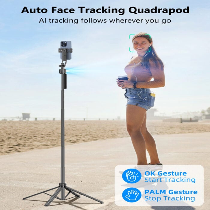 Selfiestick Bg Hsu C17 Selfiestick Qadrapod Ai Face Tracking Gimbal 003 - Триподи & Стативи