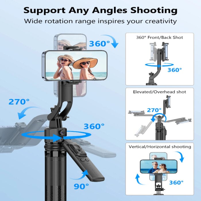 Selfiestick Bg Hsu C17 Selfiestick Qadrapod Ai Face Tracking Gimbal 006 - Триподи & Стативи