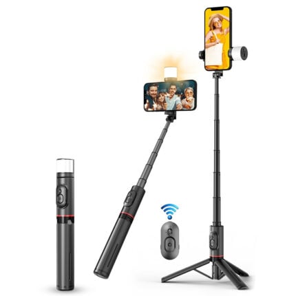 Selfiestick Bg Hsu Q12s Selfiestick Tripod Led Light 004 - Триподи & Стативи