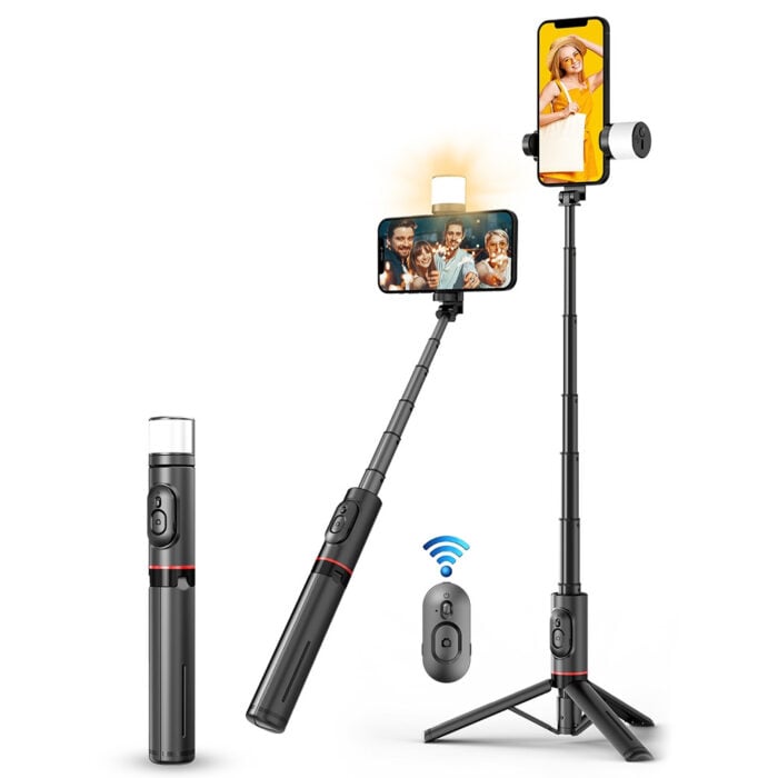 Selfiestick Bg Hsu Q12s Selfiestick Tripod Led Light 004 - Триподи & Стативи