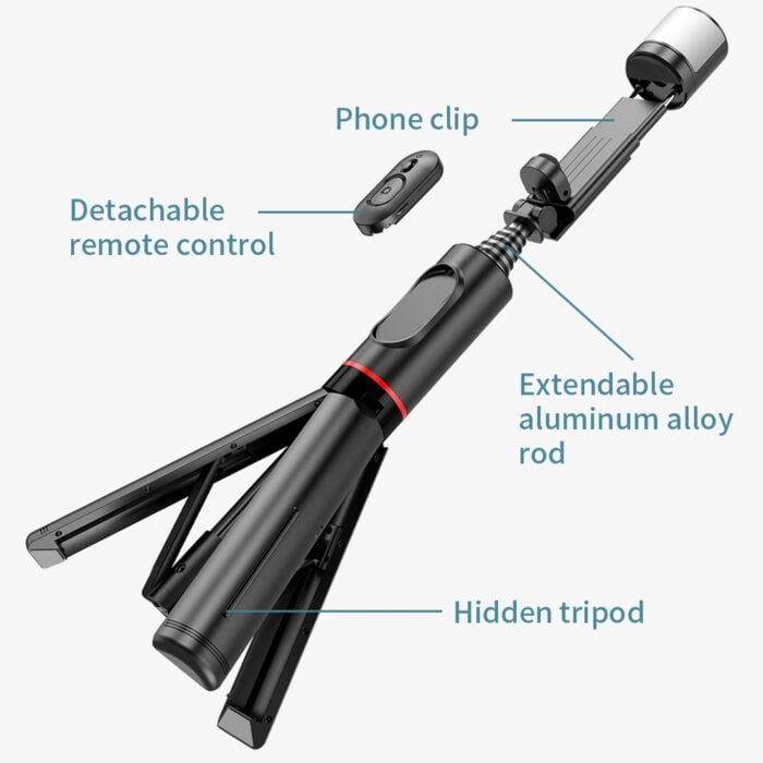 Selfiestick Bg Hsu Q12s Selfiestick Tripod Led Light 009 - Триподи & Стативи