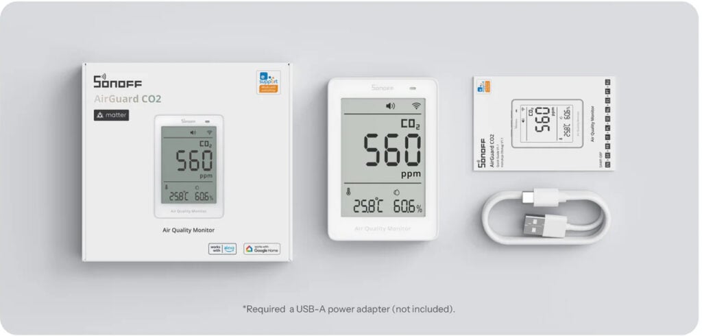 smartdea bg sonoff airguard co2 matter over wi fi air quality monitor sawf 15